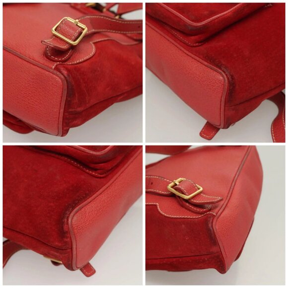 GUCCI Bamboo Backpack Suede Leather Red Gold 003 1956 0030 Auth 129916 main image 13